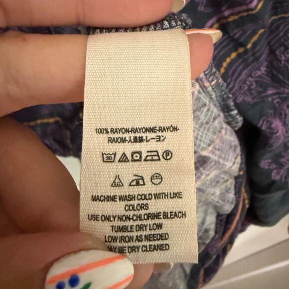 Free People Walking On a Dream Tunic Long Sleeve Paisley Top Purple Size Medium - Picture 6 of 7